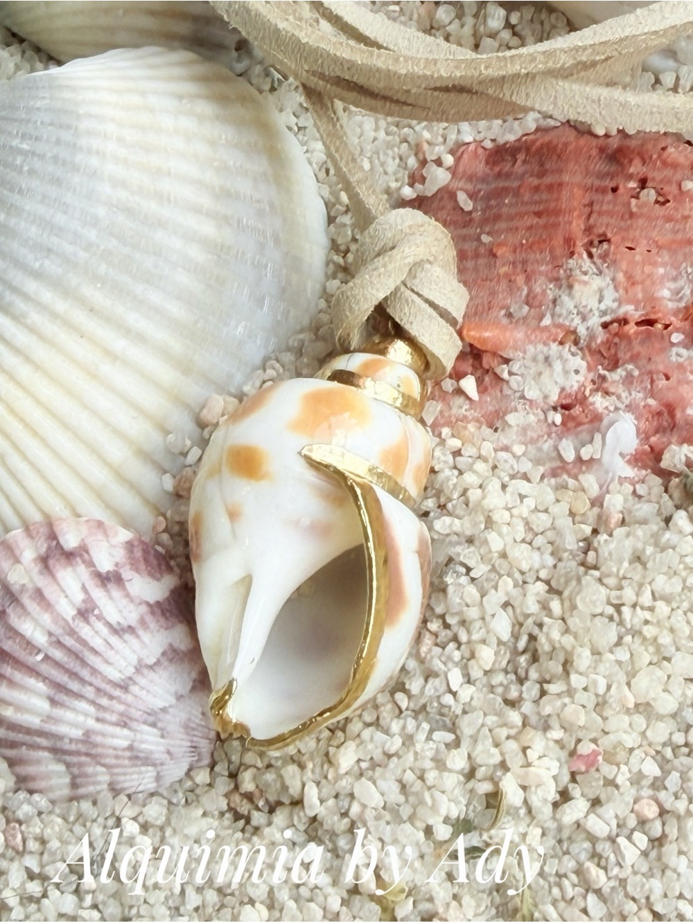 Alquimia Shell Pendant Necklace in Cream and Gold